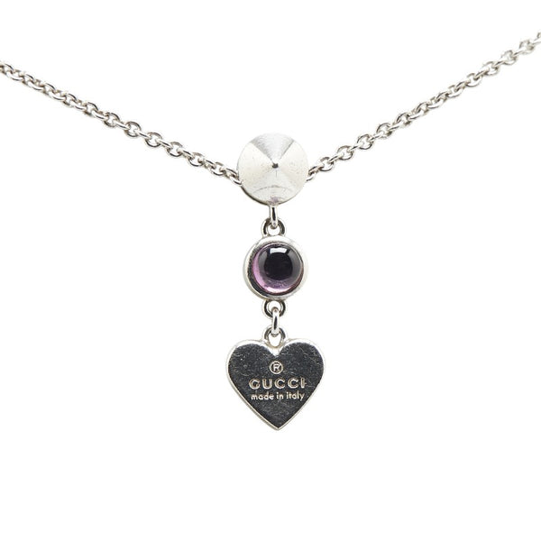 グッチ ハートモチーフ ネックレス シルバー パープル SV925 シルバー アメジスト レディース GUCCI 【中古】