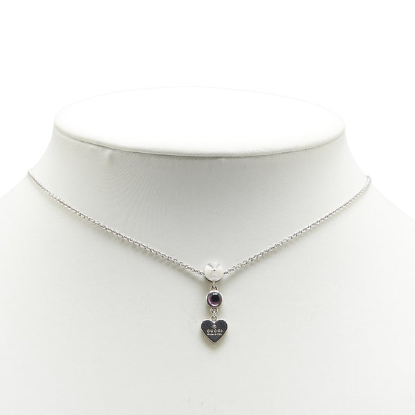 グッチ ハートモチーフ ネックレス シルバー パープル SV925 シルバー アメジスト レディース GUCCI 【中古】