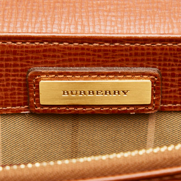 バーバリー ノバチェック セカンドバッグ ブラウン レザー レディース BURBERRY 【中古】