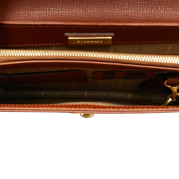 バーバリー ノバチェック セカンドバッグ ブラウン レザー レディース BURBERRY 【中古】