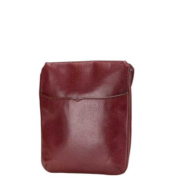 カルティエ マストライン 斜め掛け ショルダーバッグ ボルドー レザー レディース CARTIER 【中古】