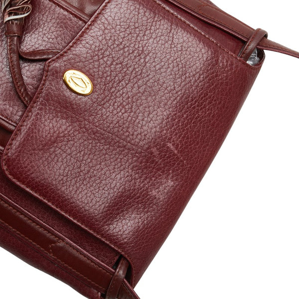 カルティエ マストライン 斜め掛け ショルダーバッグ ボルドー レザー レディース CARTIER 【中古】