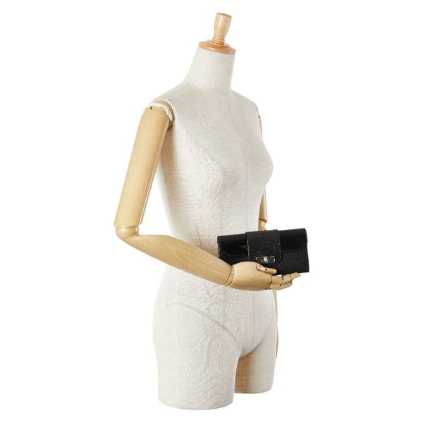 カルティエ パヴィリオン クラシックフェミニン パイソン 長財布 L3001135 ブラック エナメル レザー レディース CARTIER 【中古】