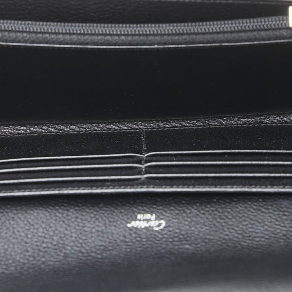 カルティエ パヴィリオン クラシックフェミニン パイソン 長財布 L3001135 ブラック エナメル レザー レディース CARTIER 【中古】