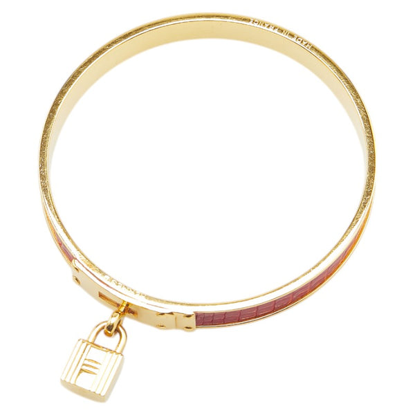 エルメス ケリー カデナ モチーフ クロコ型押し バングル ゴールド レッド メッキ レディース HERMES 【中古】