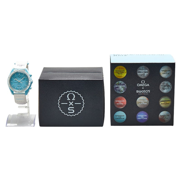 オメガ ×スウォッチ ムーンスウォッチ MISSION TO URANUS ミッション トゥ ウラヌス 腕時計 SO33L100 クオーツ ブルー文字盤 セラミック ナイロン メンズ OMEGA 【中古】