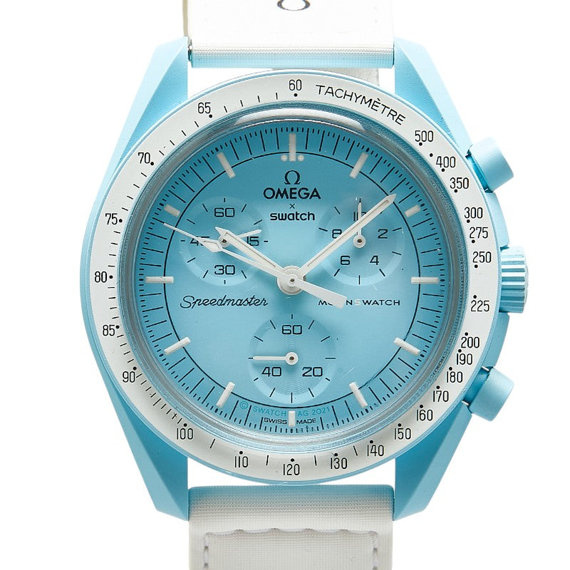 オメガ ×スウォッチ ムーンスウォッチ MISSION TO URANUS ミッション トゥ ウラヌス 腕時計 SO33L100 クオーツ ブルー文字盤 セラミック ナイロン メンズ OMEGA 【中古】