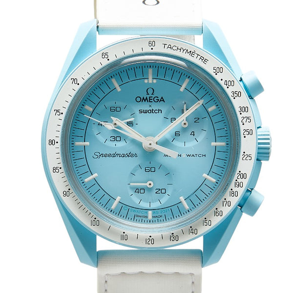 オメガ ×スウォッチ ムーンスウォッチ MISSION TO URANUS ミッション トゥ ウラヌス 腕時計 SO33L100 クオーツ ブルー文字盤 セラミック ナイロン メンズ OMEGA 【中古】
