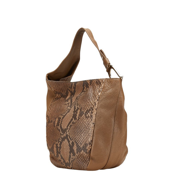 グッチ グリニッチ パイソン ワンショルダーバッグ ハンドバッグ 257050  ブラウン レザー レディース GUCCI 【中古】