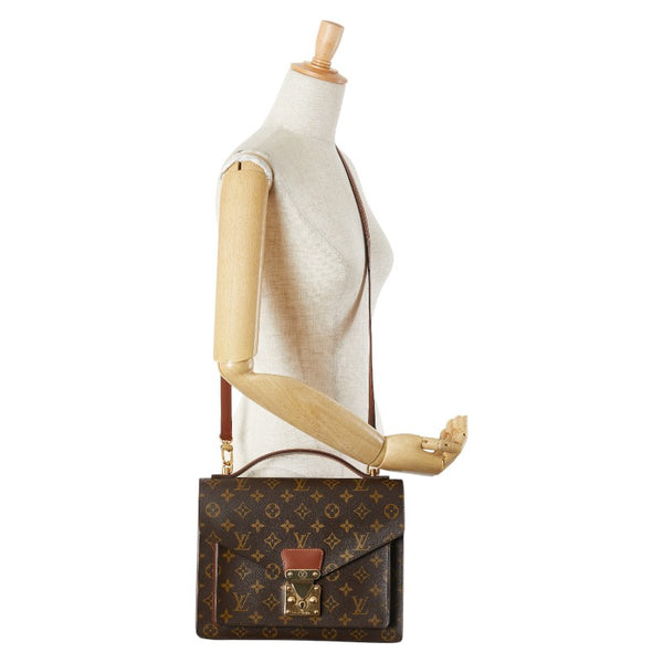 ルイ ヴィトン モノグラム モンソー28 ハンドバッグ ショルダーバッグ 2WAY M51185 ブラウン PVC レザー レディース LOUIS VUITTON 【中古】