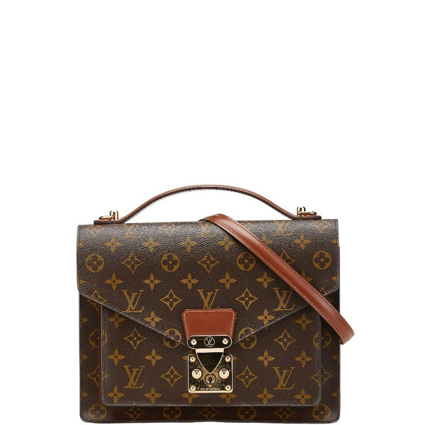 ルイ ヴィトン モノグラム モンソー28 ハンドバッグ ショルダーバッグ 2WAY M51185 ブラウン PVC レザー レディース LOUIS VUITTON 【中古】