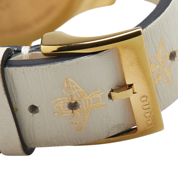 グッチ Gタイムレス 星 スター 蜂 ビー モチーフ 腕時計 126.4 クオーツ ベージュ文字盤 ステンレススチール レザー レディース GUCCI 【中古】