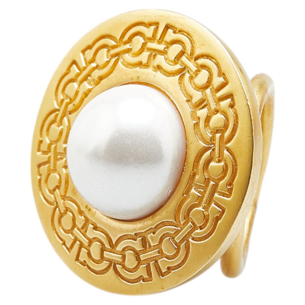 サルヴァトーレフェラガモ ガンチーニ ラウンド スカーフリング ゴールド メッキ フェイクパール レディース Salvatore Ferragamo 【中古】