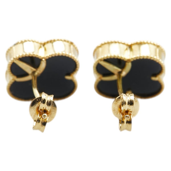 クローバー ネックレス ブレスレット ピアス 3点セット ブラック K18YG イエローゴールド レディース 【中古】