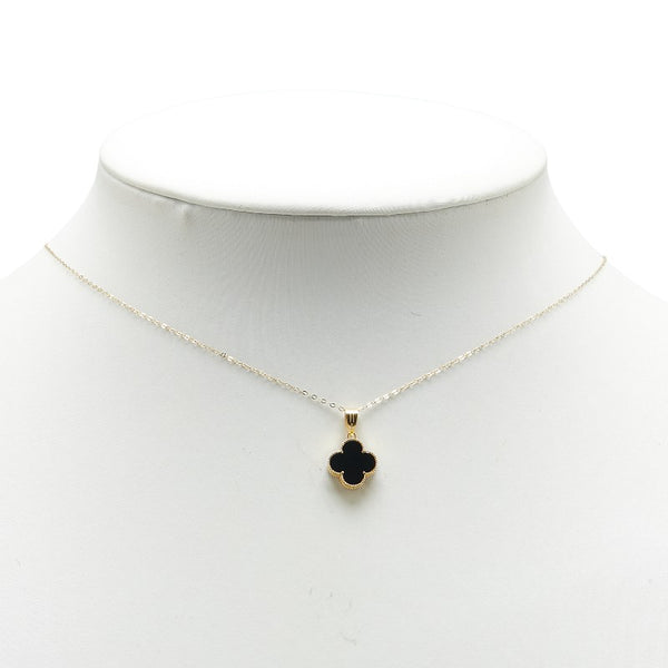 クローバー ネックレス ブレスレット ピアス 3点セット ブラック K18YG イエローゴールド レディース 【中古】