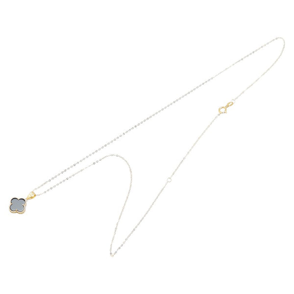 クローバー ネックレス ブレスレット ピアス 3点セット ブラック K18YG イエローゴールド レディース 【中古】