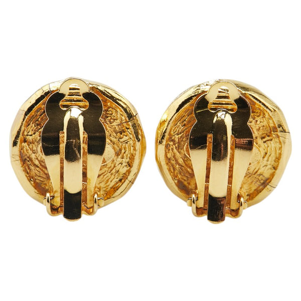 シャネル ココマーク ラウンド グリポア イヤリング ゴールド レッド メッキ レディース CHANEL 【中古】