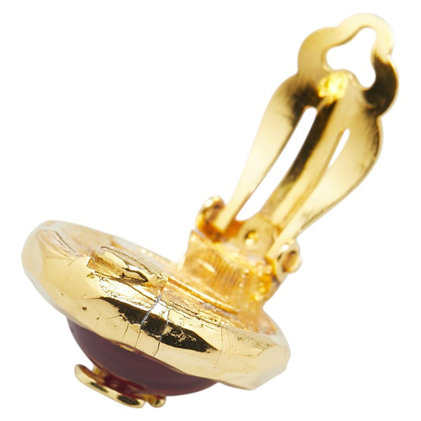 シャネル ココマーク ラウンド グリポア イヤリング ゴールド レッド メッキ レディース CHANEL 【中古】