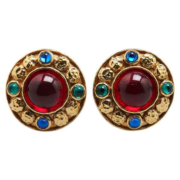 シャネル カラーストーン イヤリング ゴールド マルチカラー メッキ レディース CHANEL 【中古】