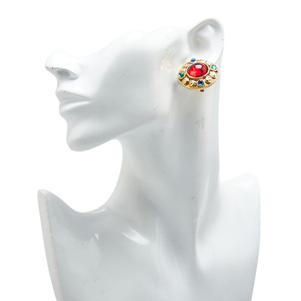 シャネル カラーストーン イヤリング ゴールド マルチカラー メッキ レディース CHANEL 【中古】