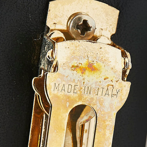 サルヴァトーレフェラガモ ヴァラリボン スタッズ バレッタ ブラック レザー メッキ レディース Salvatore Ferragamo 【中古】