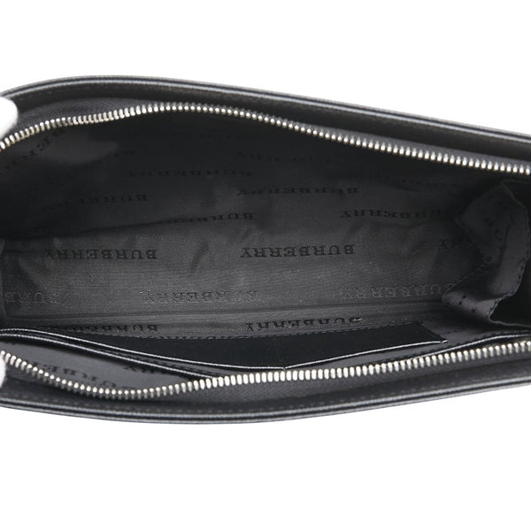 バーバリー クラッチバッグ セカンドバッグ ブラック レザー レディース BURBERRY 【中古】