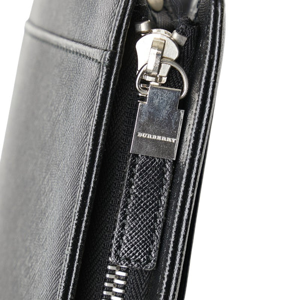 バーバリー クラッチバッグ セカンドバッグ ブラック レザー レディース BURBERRY 【中古】