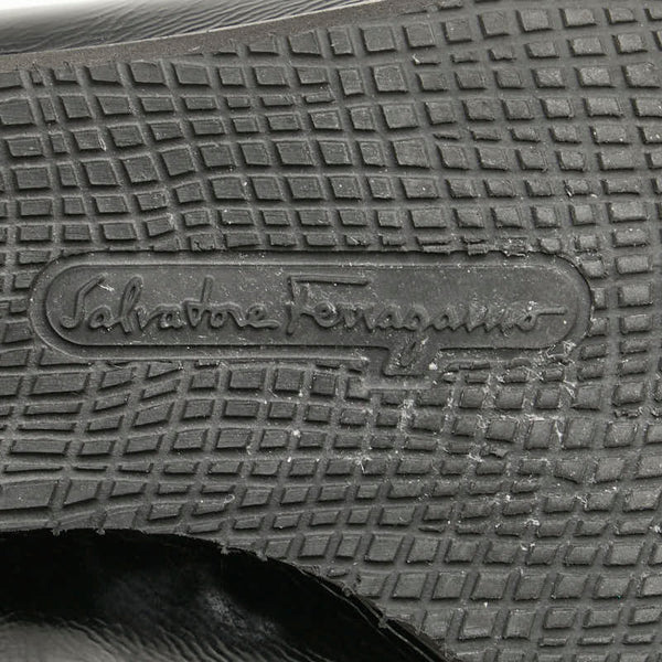 サルヴァトーレフェラガモ ガンチーニ サンダル ウェッジソール 5 1/2 C ブラック レザー レディース Salvatore Ferragamo 【中古】