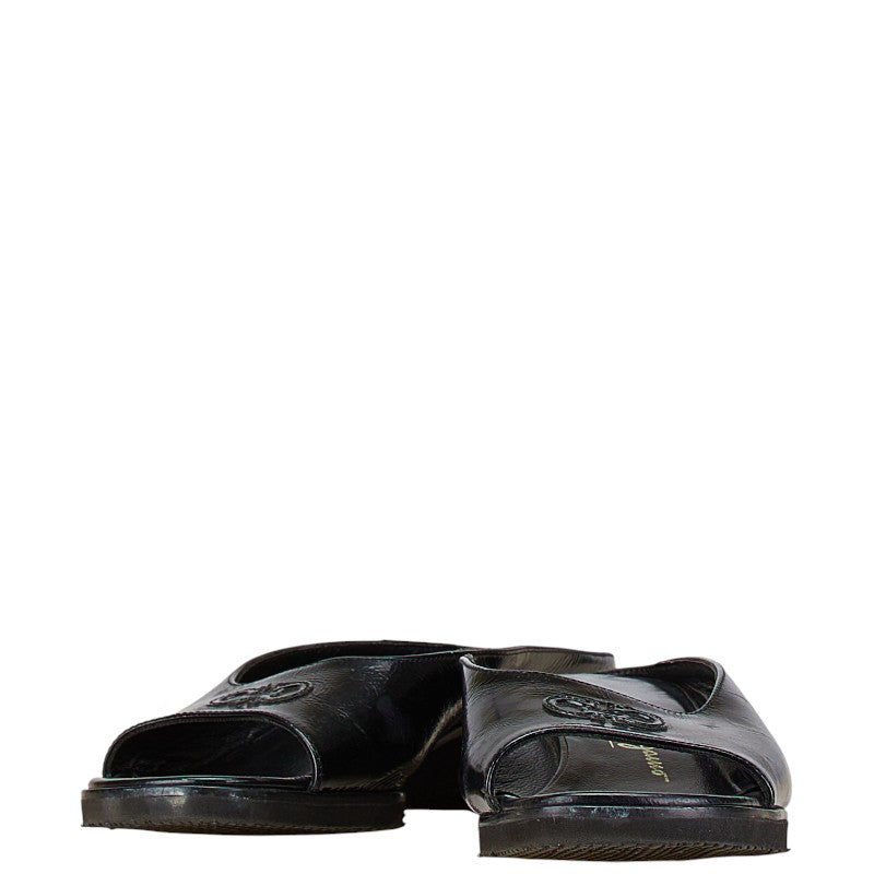 サルヴァトーレフェラガモ ガンチーニ サンダル ウェッジソール 5 1/2 C ブラック レザー レディース Salvatore Ferragamo 【中古】