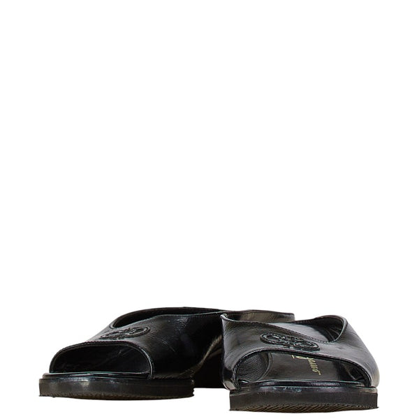 サルヴァトーレフェラガモ ガンチーニ サンダル ウェッジソール 5 1/2 C ブラック レザー レディース Salvatore Ferragamo 【中古】