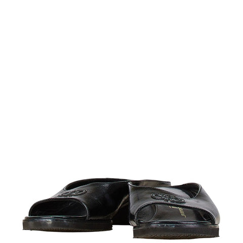 サルヴァトーレフェラガモ ガンチーニ サンダル ウェッジソール 5 1/2 C ブラック レザー レディース Salvatore Ferragamo 【中古】