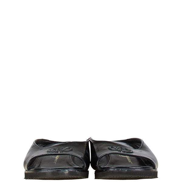 サルヴァトーレフェラガモ ガンチーニ サンダル ウェッジソール 5 1/2 C ブラック レザー レディース Salvatore Ferragamo 【中古】