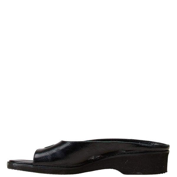 サルヴァトーレフェラガモ ガンチーニ サンダル ウェッジソール 5 1/2 C ブラック レザー レディース Salvatore Ferragamo 【中古】