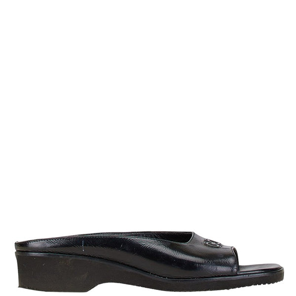 サルヴァトーレフェラガモ ガンチーニ サンダル ウェッジソール 5 1/2 C ブラック レザー レディース Salvatore Ferragamo 【中古】