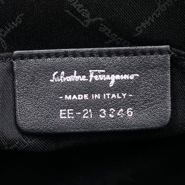 サルヴァトーレフェラガモ ガンチーニ ミニ ハンドバッグ ショルダーバッグ ブラック エナメル レディース Salvatore Ferragamo 【中古】