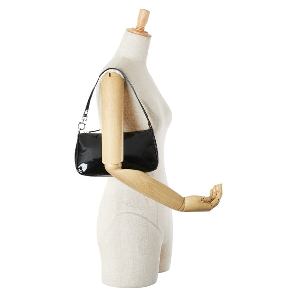 サルヴァトーレフェラガモ ガンチーニ ミニ ハンドバッグ ショルダーバッグ ブラック エナメル レディース Salvatore Ferragamo 【中古】