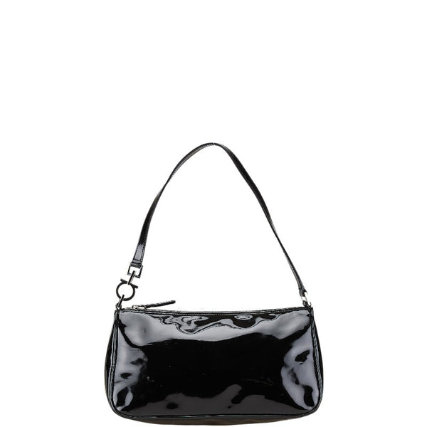 サルヴァトーレフェラガモ ガンチーニ ミニ ハンドバッグ ショルダーバッグ ブラック エナメル レディース Salvatore Ferragamo 【中古】