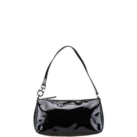 サルヴァトーレフェラガモ ガンチーニ ミニ ハンドバッグ ショルダーバッグ ブラック エナメル レディース Salvatore Ferragamo 【中古】