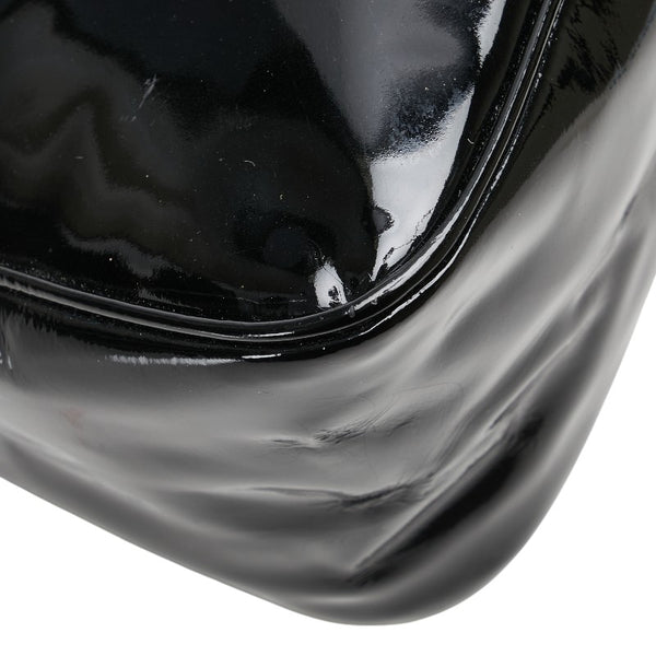 サルヴァトーレフェラガモ ガンチーニ ミニ ハンドバッグ ショルダーバッグ ブラック エナメル レディース Salvatore Ferragamo 【中古】