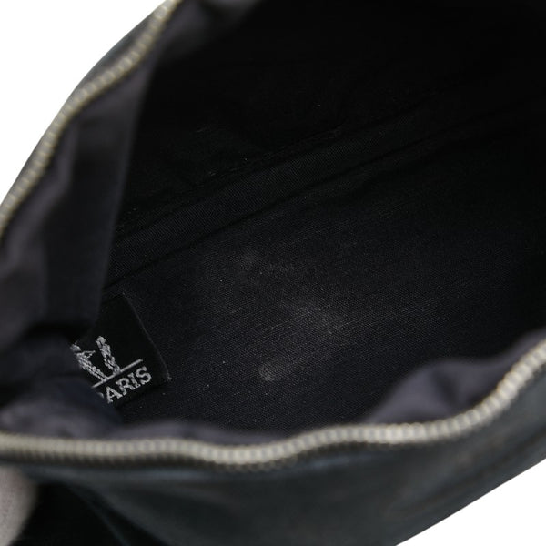 エルメス ボリードポーチ20 ポーチ ブラック ブラウン コットン レザー レディース HERMES 【中古】