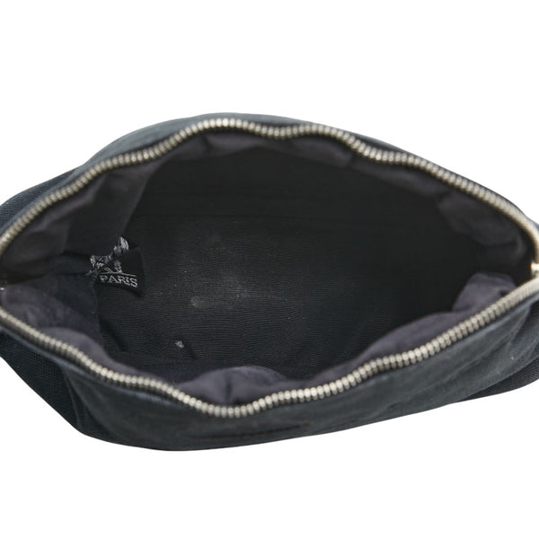 エルメス ボリードポーチ20 ポーチ ブラック ブラウン コットン レザー レディース HERMES 【中古】