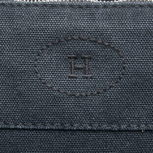 エルメス ボリードポーチ20 ポーチ ブラック ブラウン コットン レザー レディース HERMES 【中古】