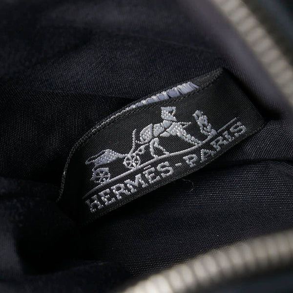 エルメス ボリードポーチ20 ポーチ ブラック ブラウン コットン レザー レディース HERMES 【中古】