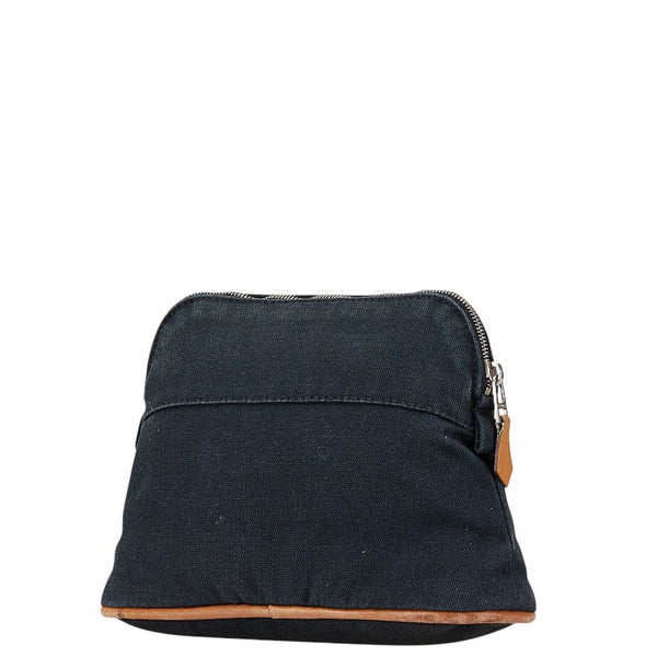 エルメス ボリードポーチ20 ポーチ ブラック ブラウン コットン レザー レディース HERMES 【中古】