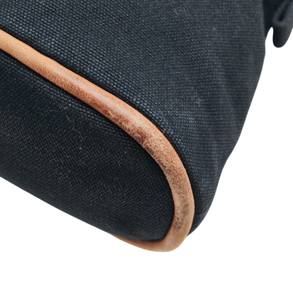 エルメス ボリードポーチ20 ポーチ ブラック ブラウン コットン レザー レディース HERMES 【中古】