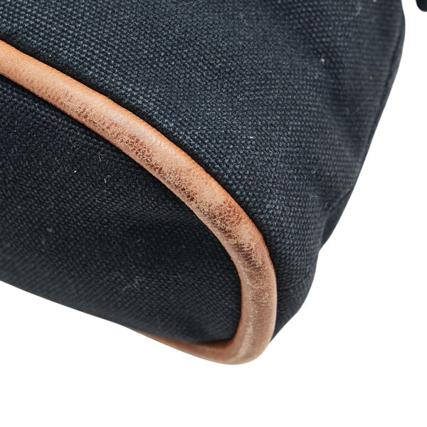 エルメス ボリードポーチ20 ポーチ ブラック ブラウン コットン レザー レディース HERMES 【中古】