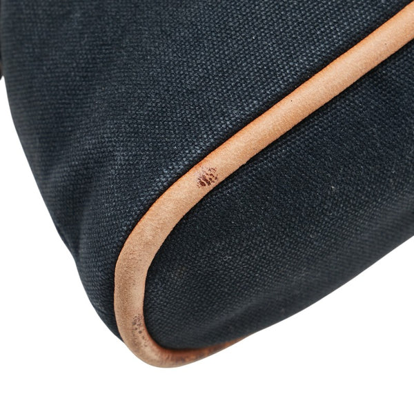 エルメス ボリードポーチ20 ポーチ ブラック ブラウン コットン レザー レディース HERMES 【中古】