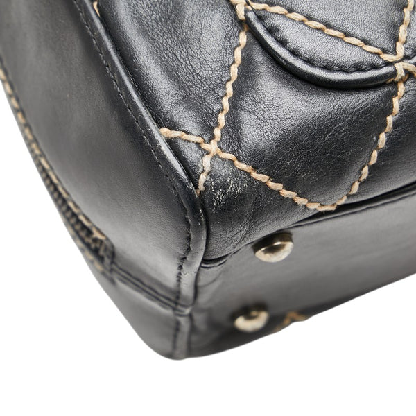 シャネル ワイルドステッチ ハンドバッグ ブラック レザー レディース CHANEL 【中古】
