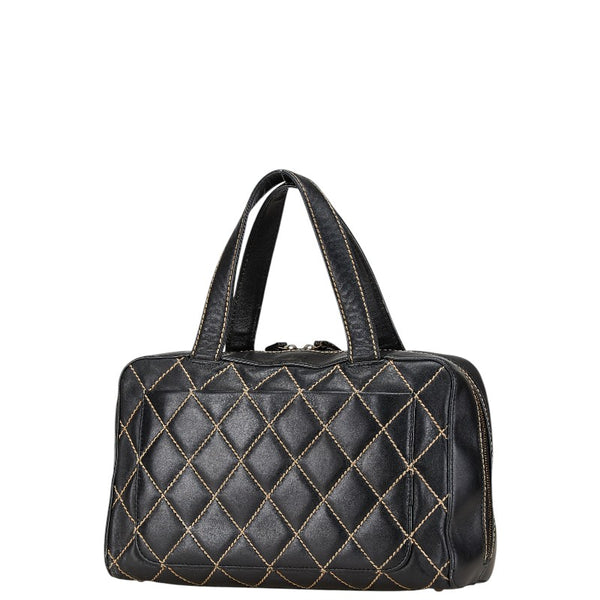 シャネル ワイルドステッチ ハンドバッグ ブラック レザー レディース CHANEL 【中古】