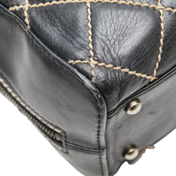 シャネル ワイルドステッチ ハンドバッグ ブラック レザー レディース CHANEL 【中古】